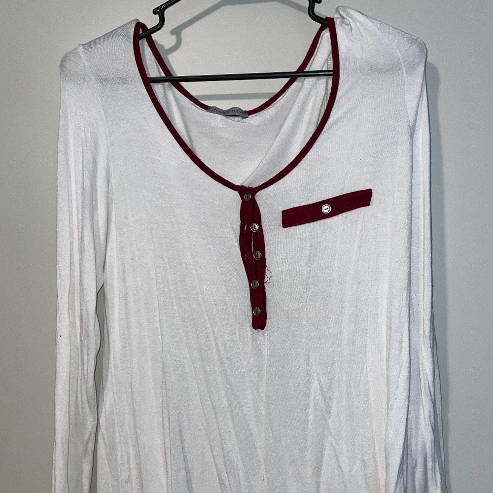 White Long Sleeves Button Down Top
